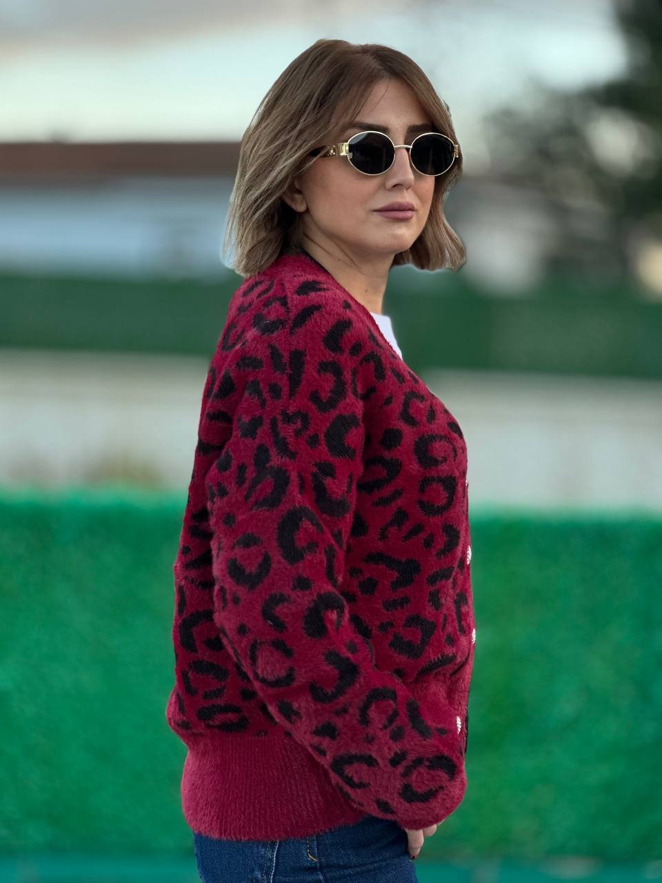 Kırmızı leopar hırka 2